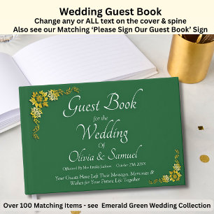 Wedding Guest Book Emerald Green & Gold
