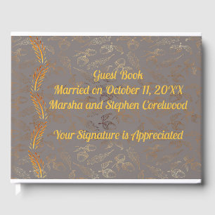 Wedding Guest Book Faux Gold & Dark Green