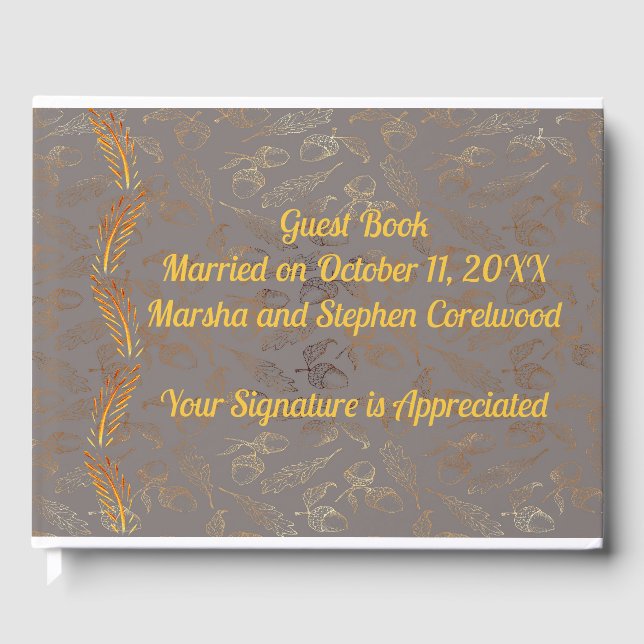 Wedding Guest Book Faux Gold & Dark Green (Front)