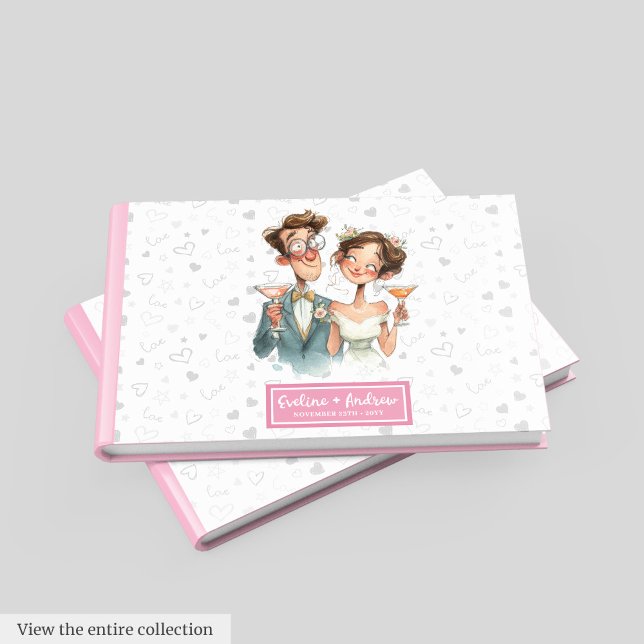 Wedding Guest Book Funny Watercolor Quirky Couple (Wedding Guest Book Funny Watercolor Quirky Couple)