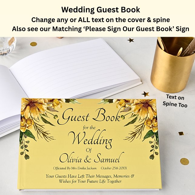 Wedding Guest Book Golden Yellow Flowers (Creator Uploaded)