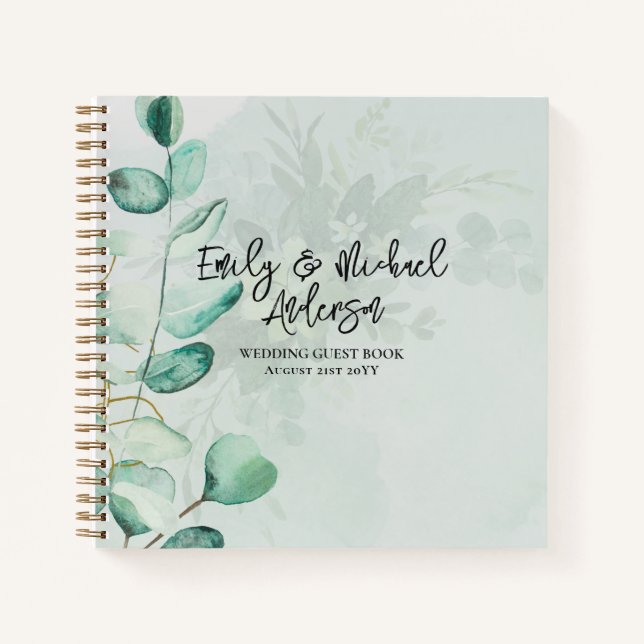 Wedding Guest Book - Greenery Botanical Gold (Front)