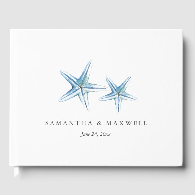 Wedding Guest Book Ideas Watercolor Starfish (Front)