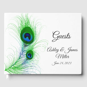 Wedding Guest Book-Peacock Theme Guest Book