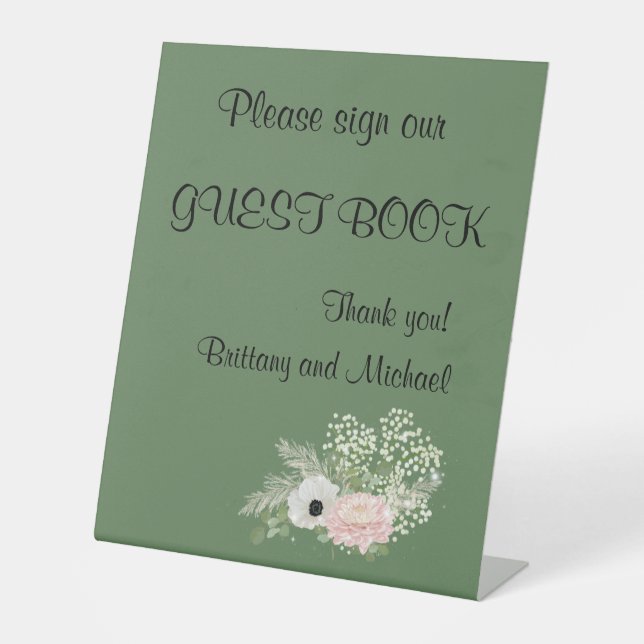 Wedding Guest Book Pedestal Sign (Front)