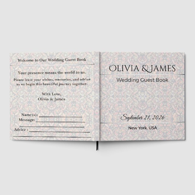 Wedding Guest Book Personalised Elegant Love (Full)