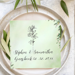 Wedding Guest Book, Personalized Linen Wedding  Napkin