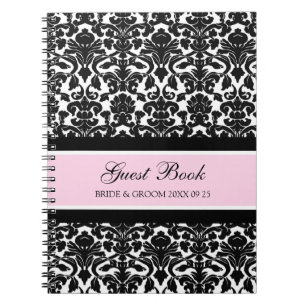 Wedding Guest Book Pink Damask Notebook