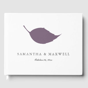 Wedding Guest Book Purple Leaf