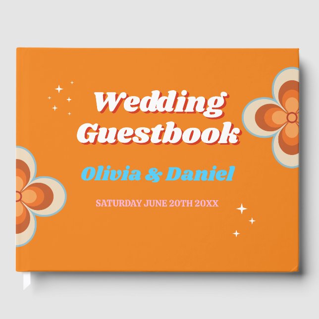 Wedding Guest Book Retro Wedding 1970s (Front)
