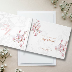 Wedding Guest Book – Rose Gold Foil, Magnolias