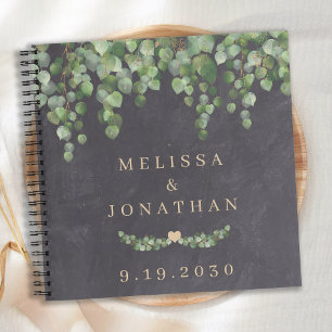 Wedding Guest Book Rustic Greenery Gold Botanical