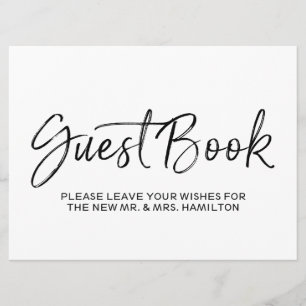 Wedding Guest Book Sign   Stylish Gold Lettered Invitation