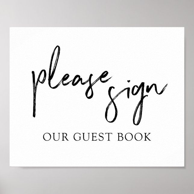 Wedding Guest Book Sign Typography | Black (Front)