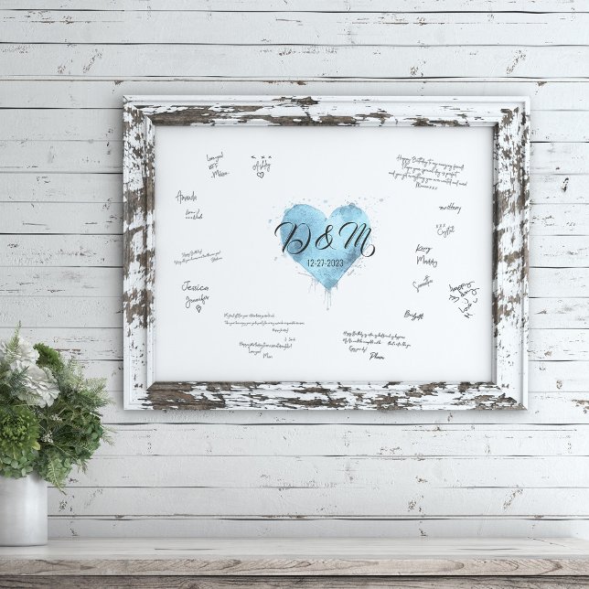 Wedding Guest Book Signature Sign, Blue Heart Sign (Creator Uploaded)