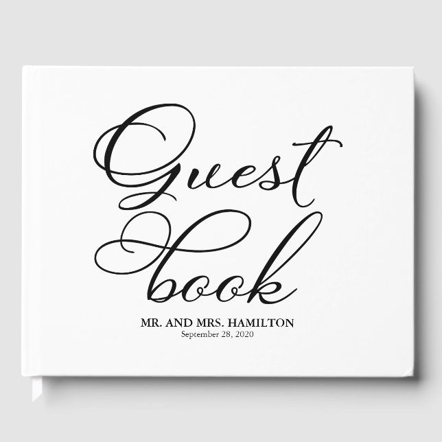 Wedding Guest Book Simple Elegant Calligraphy (Front)