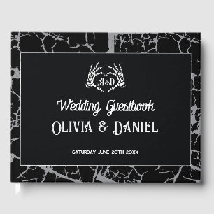 Wedding Guest Book Skeleton Hands Heart