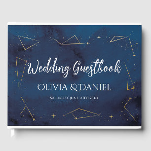 Wedding Guest Book Star Sign Navy Constellations