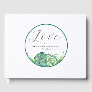 Wedding Guest Book Tropical Palm Leaves