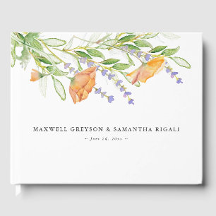 Wedding Guest Book Watercolor Botanical Flowers