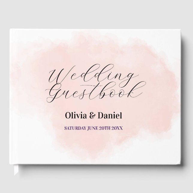 Wedding Guest Book Watercolor Peach Wash Soft (Front)