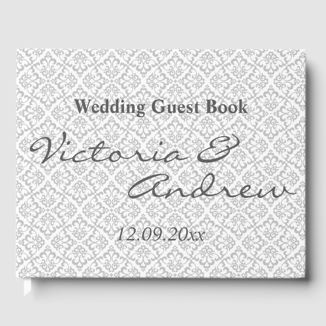 Wedding Guest Book - White & Grey (Front)