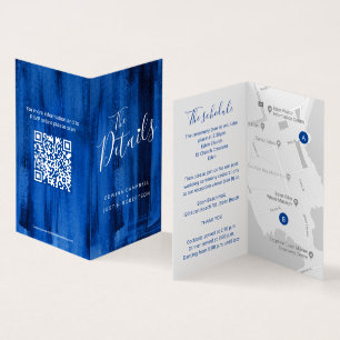Wedding guest details map QR code sapphire blue