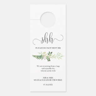 Wedding guest door hanger, rustic greenery bouquet door hanger