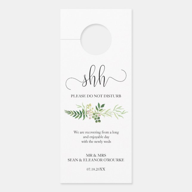 Wedding guest door hanger, rustic greenery bouquet hanger (Front)