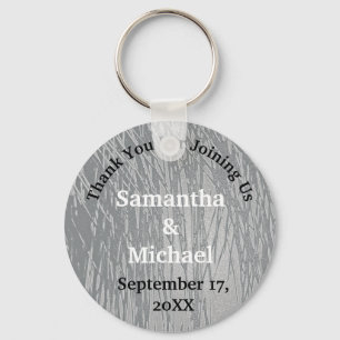 Wedding Guest Elegant Silver Stripes Thank You Key Ring