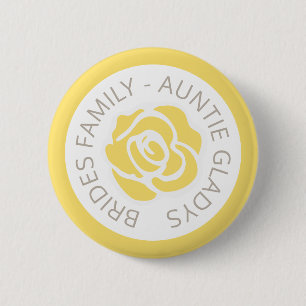 Wedding guest information yellow rose 6 cm round badge