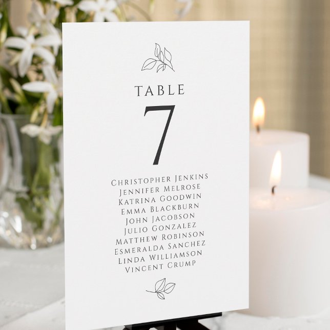 Wedding Guest List Black White Table Number Card (Creator Uploaded)