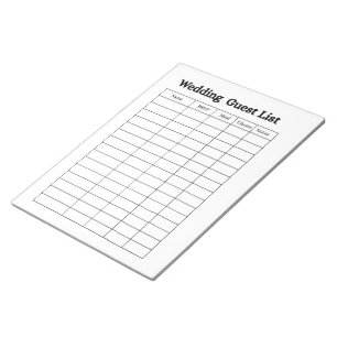 Wedding Guest List Notepad