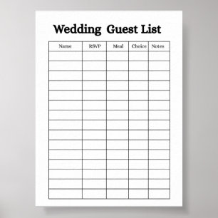 Wedding Guest List Organiser Poster