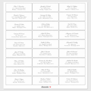 Wedding Guest Names Address Elegant Black Script 