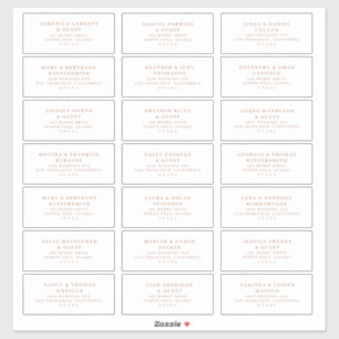 Wedding Guest Pre-addressed Labels Rose Gold A200