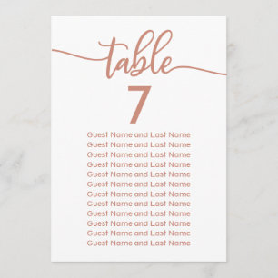 Wedding Guest Seating Rose Gold Calligraphy Invitation