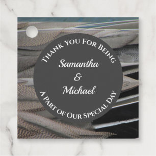 Wedding Guest Thanks Grey Feather Appreciation Favour Tags