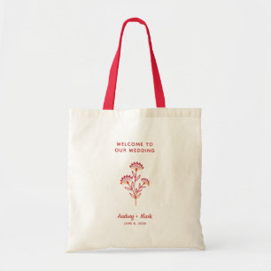 Wedding Guest Welcome Bag with Wildflowers in Red
