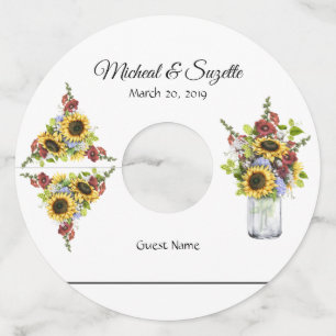 Wedding Guest Wine Marker Identifier Sunflower Wine Glass Tag