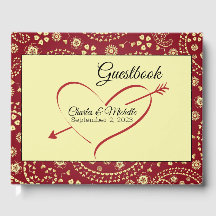 Wedding Guestbook Burgundy, Beige, Paisley