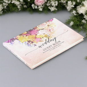 Wedding Guestbook Chic Colourful Watercolor Flower