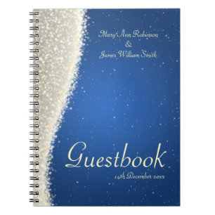 Wedding Guestbook Dazzling Sparkles Blue Notebook