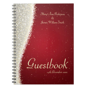 Wedding Guestbook Dazzling Sparkles Red Notebook