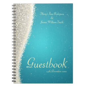 Wedding Guestbook Dazzling Sparkles Turquoise Notebook