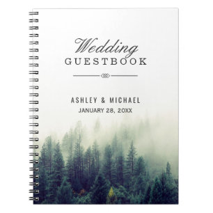 Wedding Guestbook - Elegant Pine Tree Forest Notebook