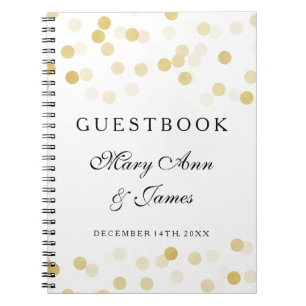 Wedding Guestbook Faux Gold Foil Glitter Lights Notebook