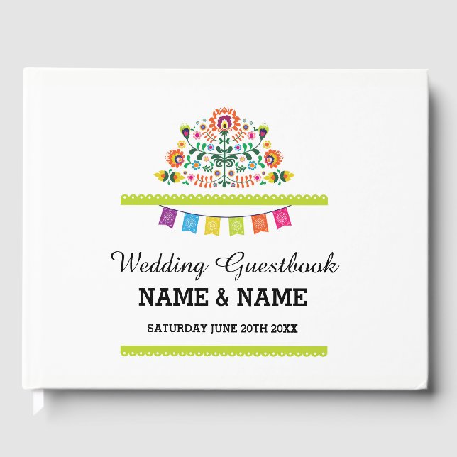 Wedding GuestBook Fiesta Mexico Floral Rustic (Front)