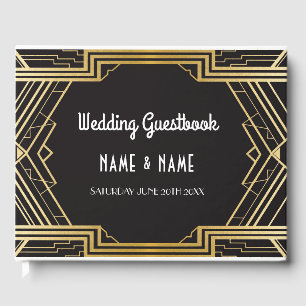 Wedding GuestBook Gatsby Art Deco 1920's Gold