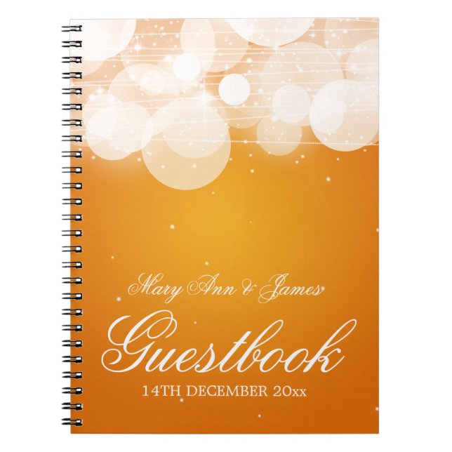 Wedding Guestbook Glow & Sparkle Orange Notebook (Front)